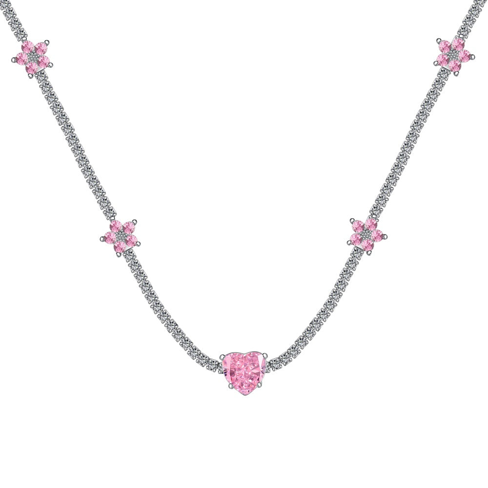 Pink Stars Tennis Necklace
